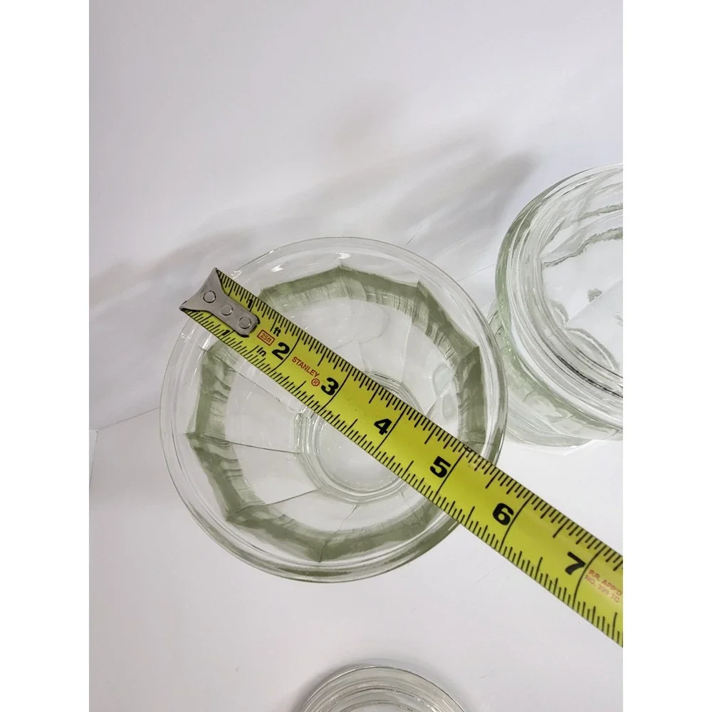 Vintage Style Clear Glass Apothecary Jars with Lids Set of 2 Paneled Canisters